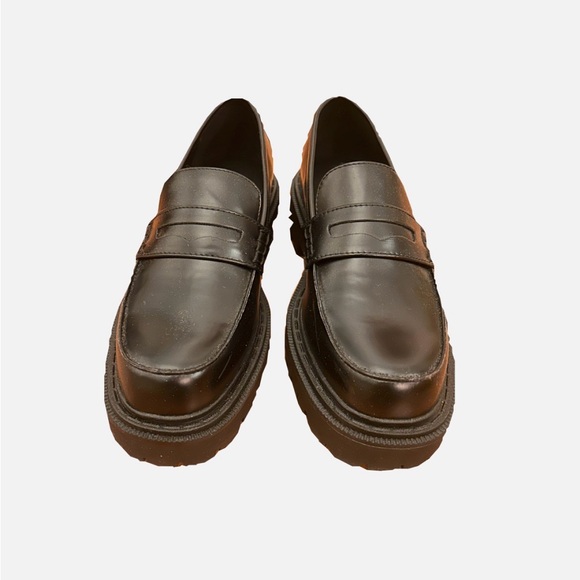 ALDO Women’s Chunky Black Leather Loafers 7.5 - Picture 3 of 6